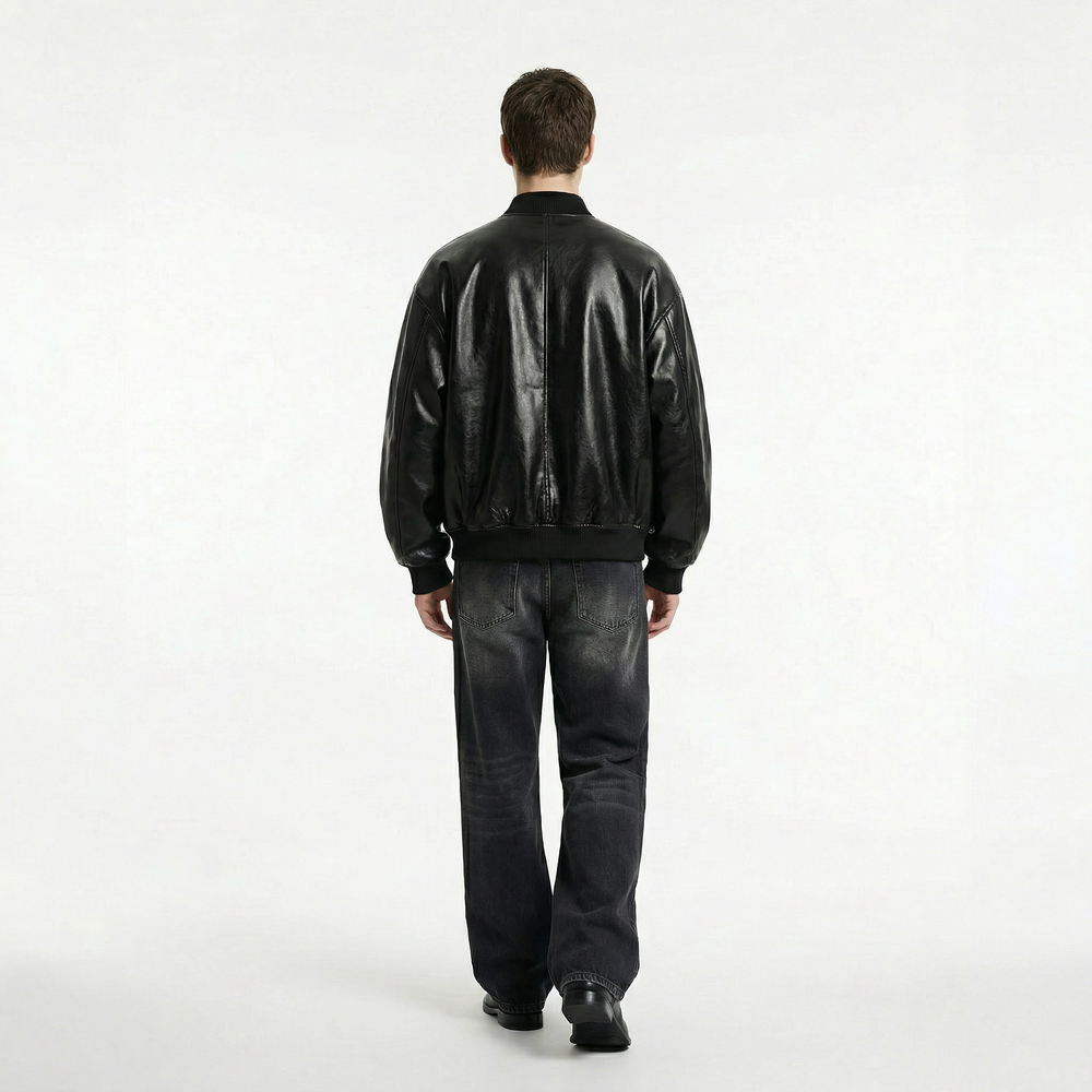 black leather jacket