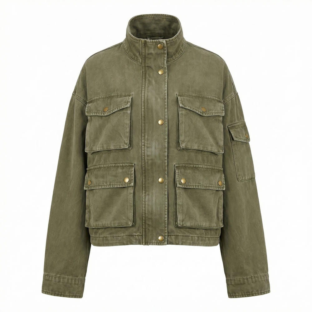 CROPPED MILITARY CARGO JACKET