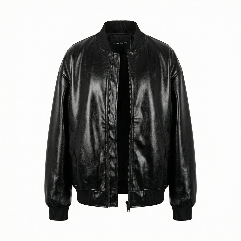 black leather jacket