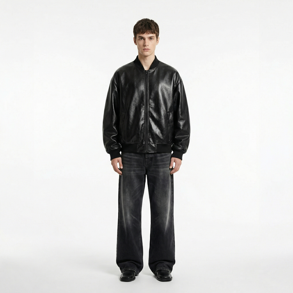 black leather jacket