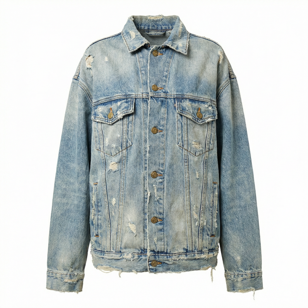 DISTRESSED VINTAGE DENIM JACKET