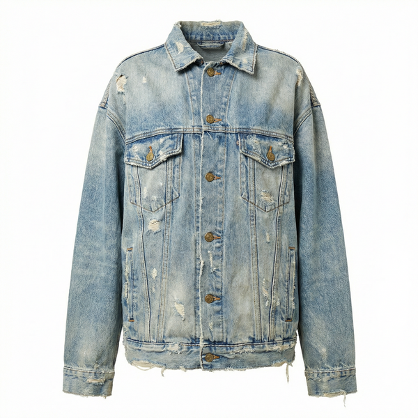 DISTRESSED VINTAGE DENIM JACKET
