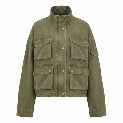 CROPPED MILITARY CARGO JACKET