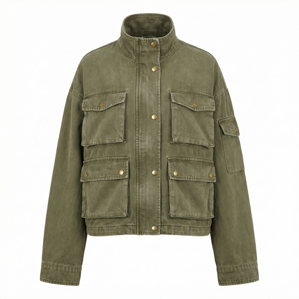 CROPPED MILITARY CARGO JACKET