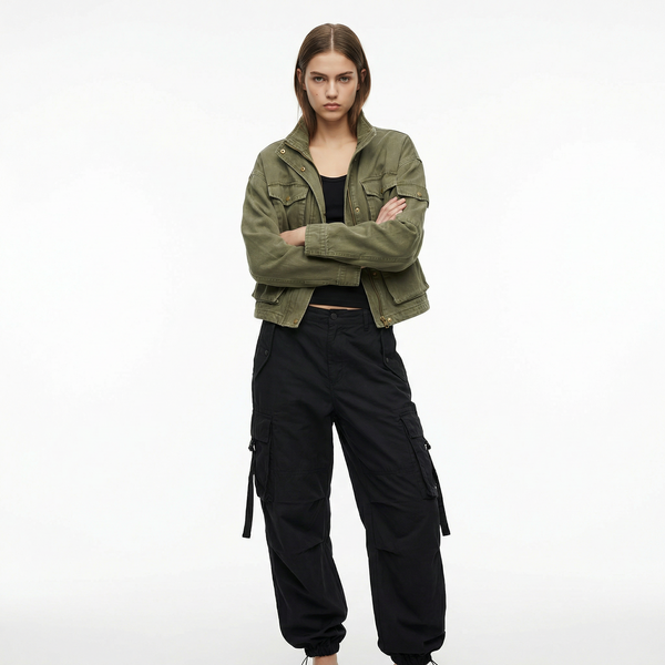 CROPPED MILITARY CARGO JACKET