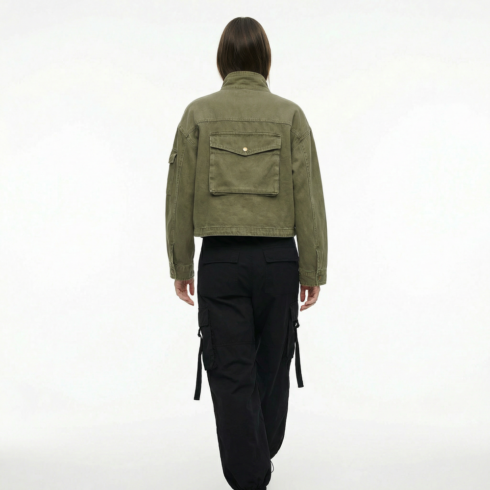 CROPPED MILITARY CARGO JACKET